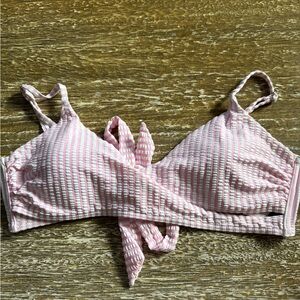 Vero Moda Pink and White Striped Swim Top